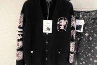 原装chanel 香奈儿 25B jennie同款 卡通头像刺绣羊绒开衫