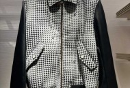 lv千鸟格真皮夹克