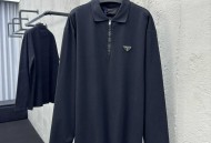 普拉达丝光珠地拉链卫衣