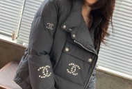 香奈儿 双C镂空压胶短款羽绒服外套