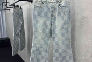 LOUIS VUITTON 微喇棋盘格牛仔裤