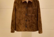  托德斯棕色麂皮绒复古美式夹克