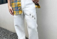 克罗心  十字架贴布刺绣长裤