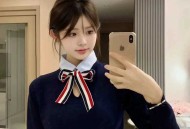 TB新款翻领蝴蝶结织带毛衣