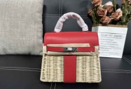  爱马仕专Kelly cnic野餐竹编包
