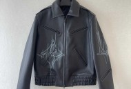 驴家真皮束腰拉链夹克