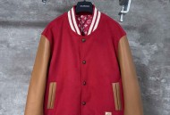 25ss新款拼皮满印皮标老花棒球服外套