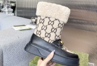 Gucci巴黎时装周中国22年美丽奴羊皮毛一体雪地靴