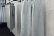 迪奥刺绣花灰长裤