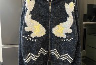 LV锦鲤拼纱羊毛针织拉链翻领外套（