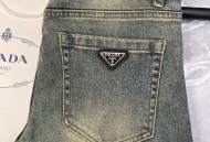 普拉达款男士修身小直脚裤