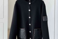 香奈儿拼皮羊绒针织外套