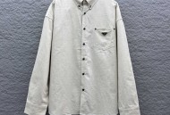 普拉达三角标长袖衬衫